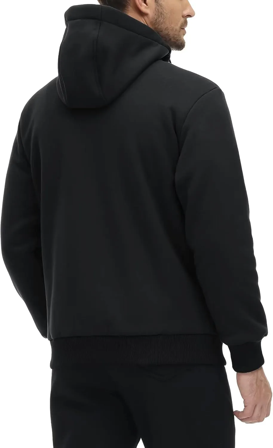 MAGCOMSEN Men's Fleece Hoodie Sherpa Jacket Full Zip Warm Fuzzy Windproof Winter Coats Hooded Outwear