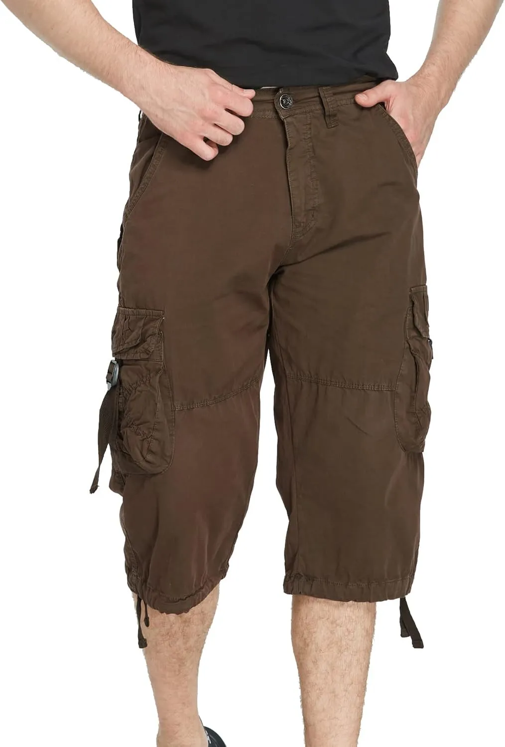 Men's Cargo Shorts 3/4 Cotton Relaxed Fit Below Knee Capri Cargo Pants