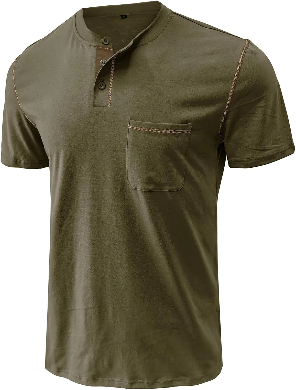 Mens Casual Henley Shirts Short/Long Sleeve Button Classic Tees Tops Fashion Lightweight Stylish T-Shirts with Pocket