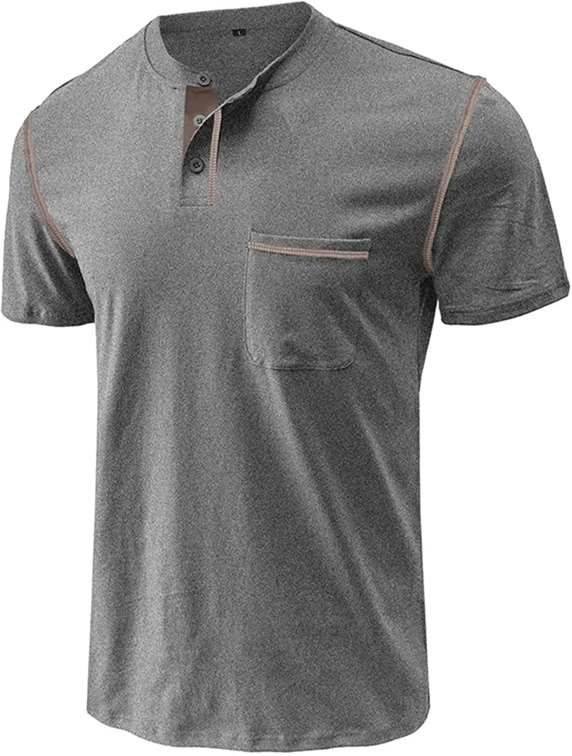 Mens Casual Henley Shirts Short/Long Sleeve Button Classic Tees Tops Fashion Lightweight Stylish T-Shirts with Pocket
