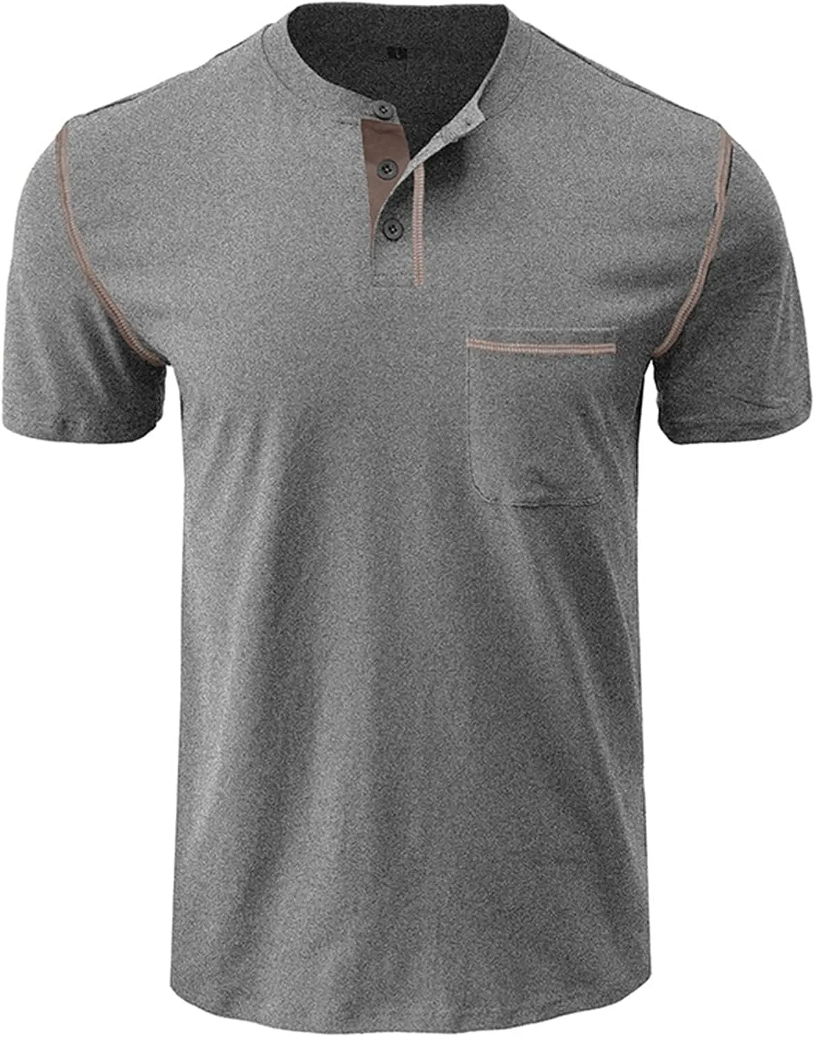 Mens Casual Henley Shirts Short/Long Sleeve Button Classic Tees Tops Fashion Lightweight Stylish T-Shirts with Pocket