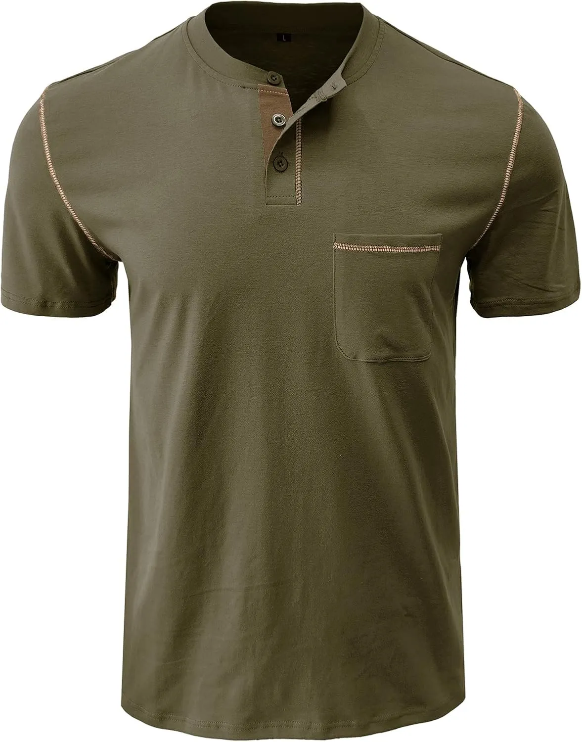 Mens Casual Henley Shirts Short/Long Sleeve Button Classic Tees Tops Fashion Lightweight Stylish T-Shirts with Pocket