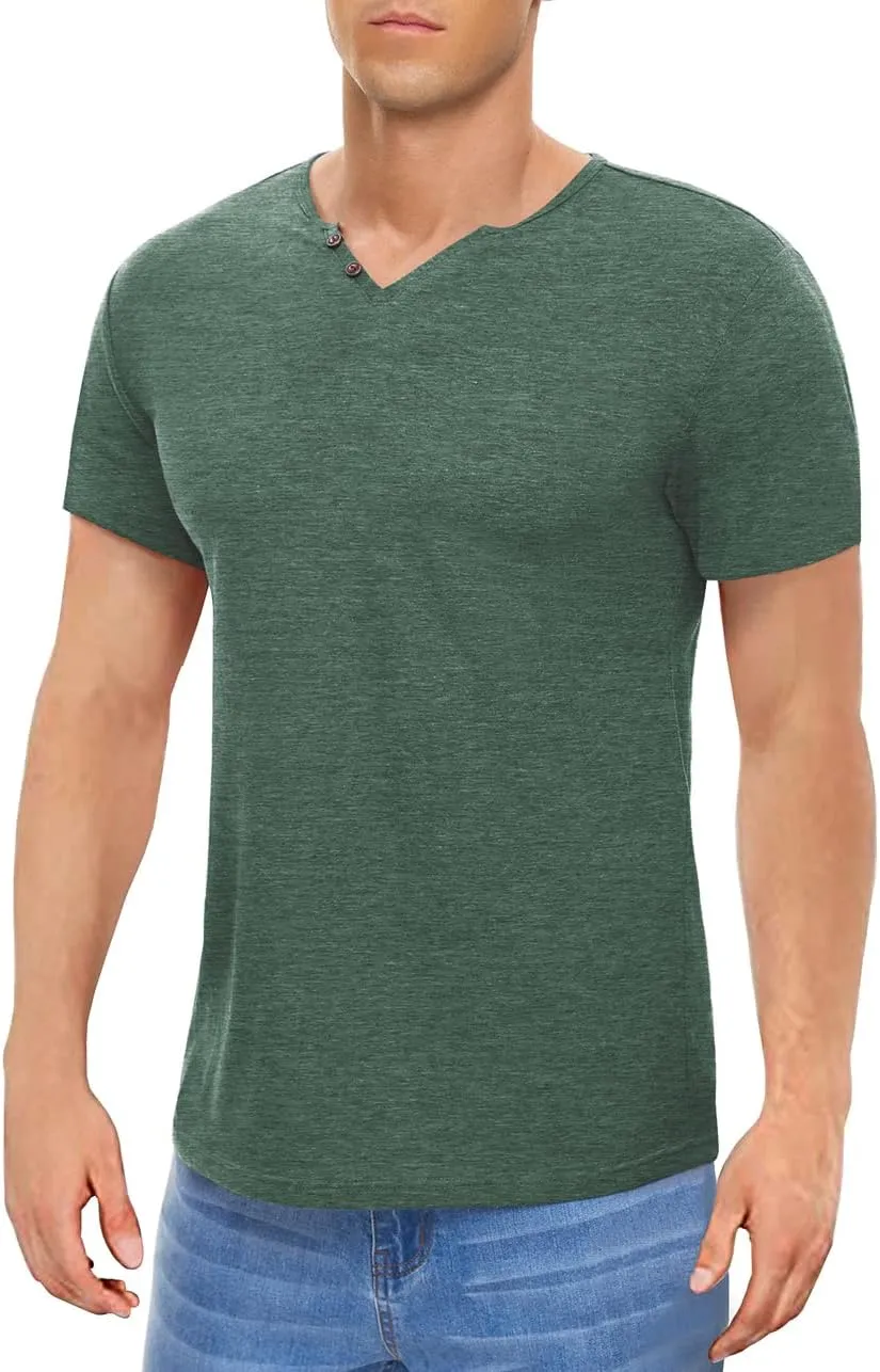 Men's Casual Slim Fit Basic Henley Short/Long Sleeve Fashion T-Shirt