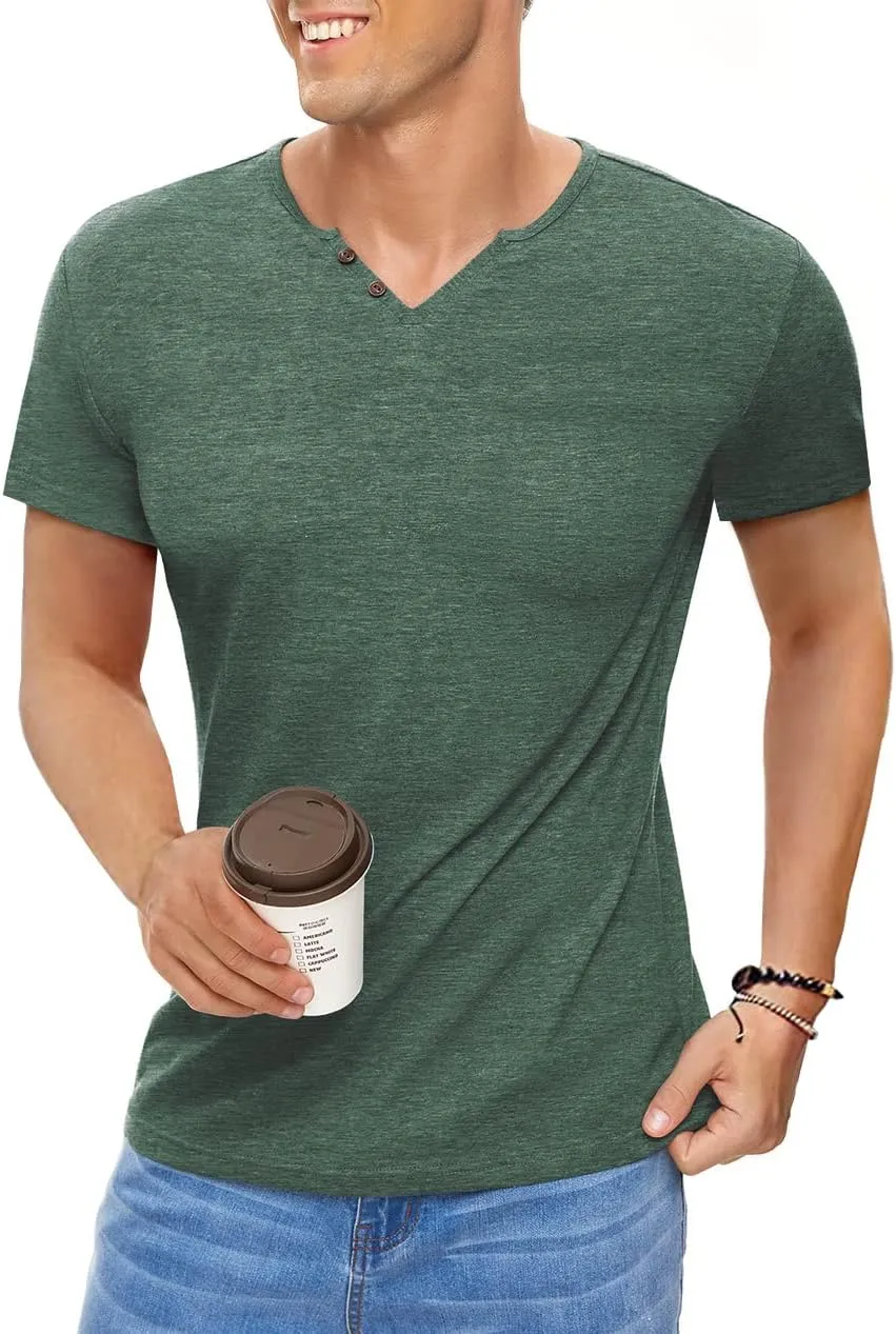 Men's Casual Slim Fit Basic Henley Short/Long Sleeve Fashion T-Shirt