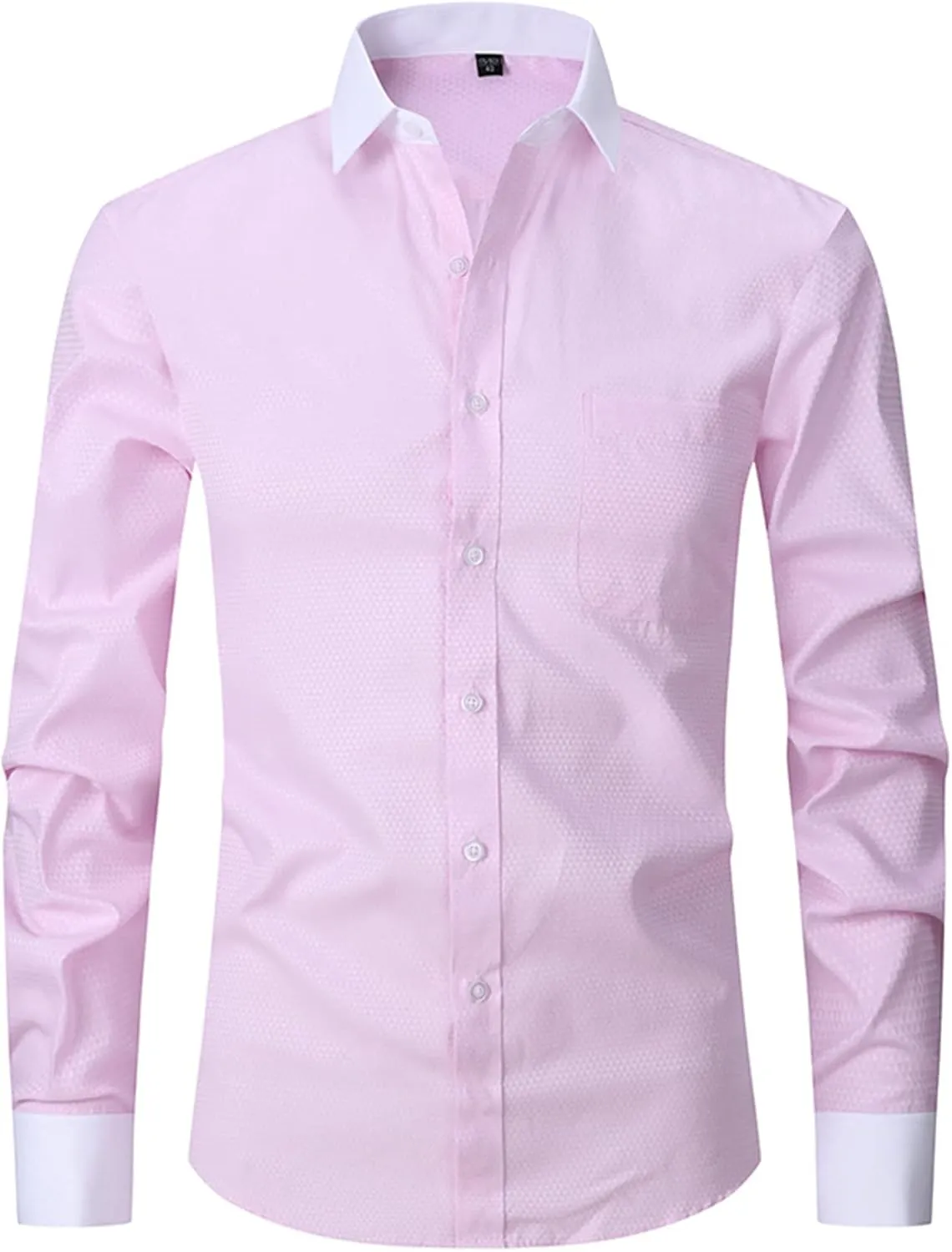 Men's French Cuff Dress Shirt Regular Fit Formal Business Button Down Shirt for Men Long Sleeve Random Cufflinks