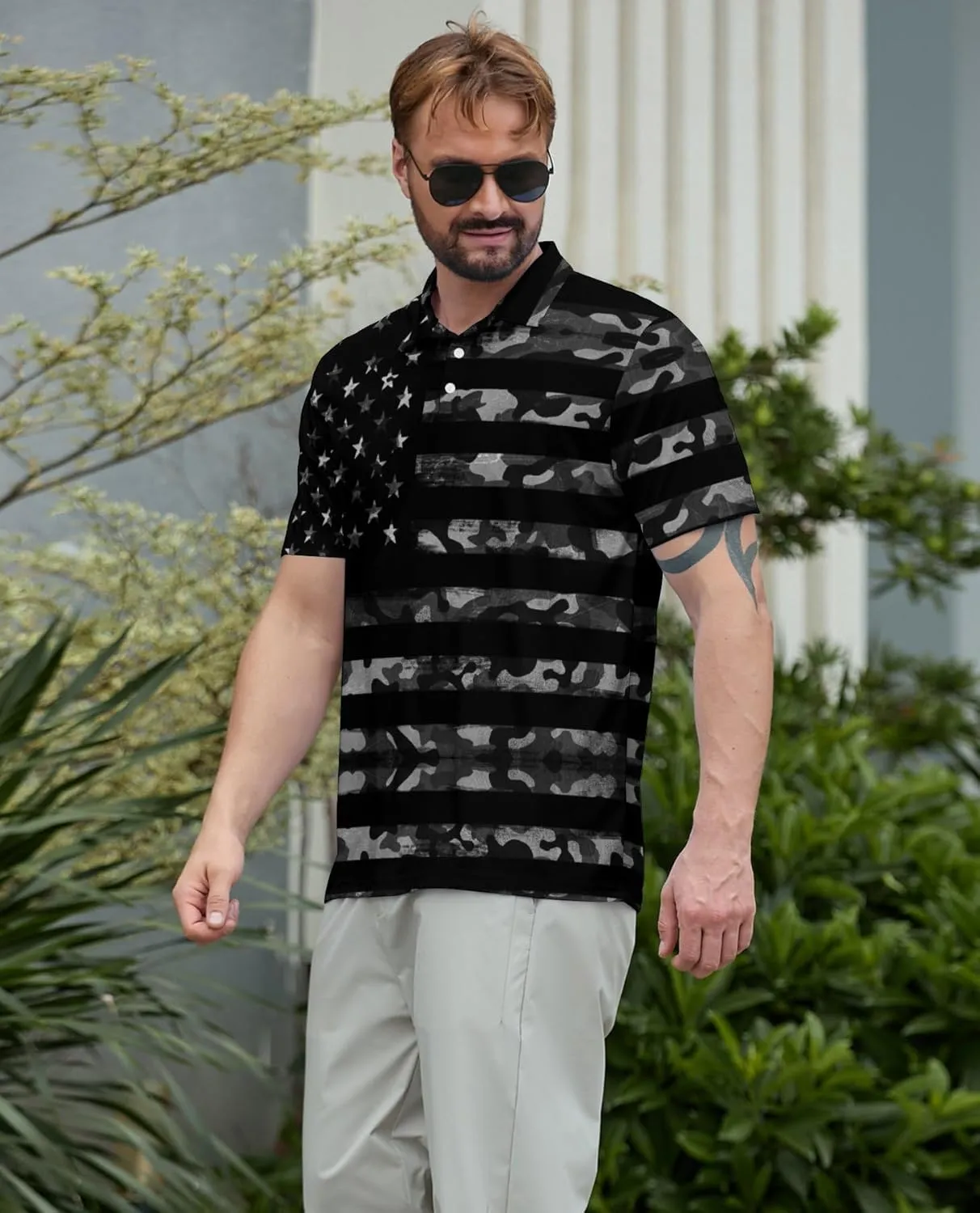 Men's Funny Golf Polo Shirts Short Sleeve Performance Golf Shirts Hawaiian Golf Polos for Summer