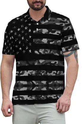 Men's Funny Golf Polo Shirts Short Sleeve Performance Golf Shirts Hawaiian Golf Polos for Summer