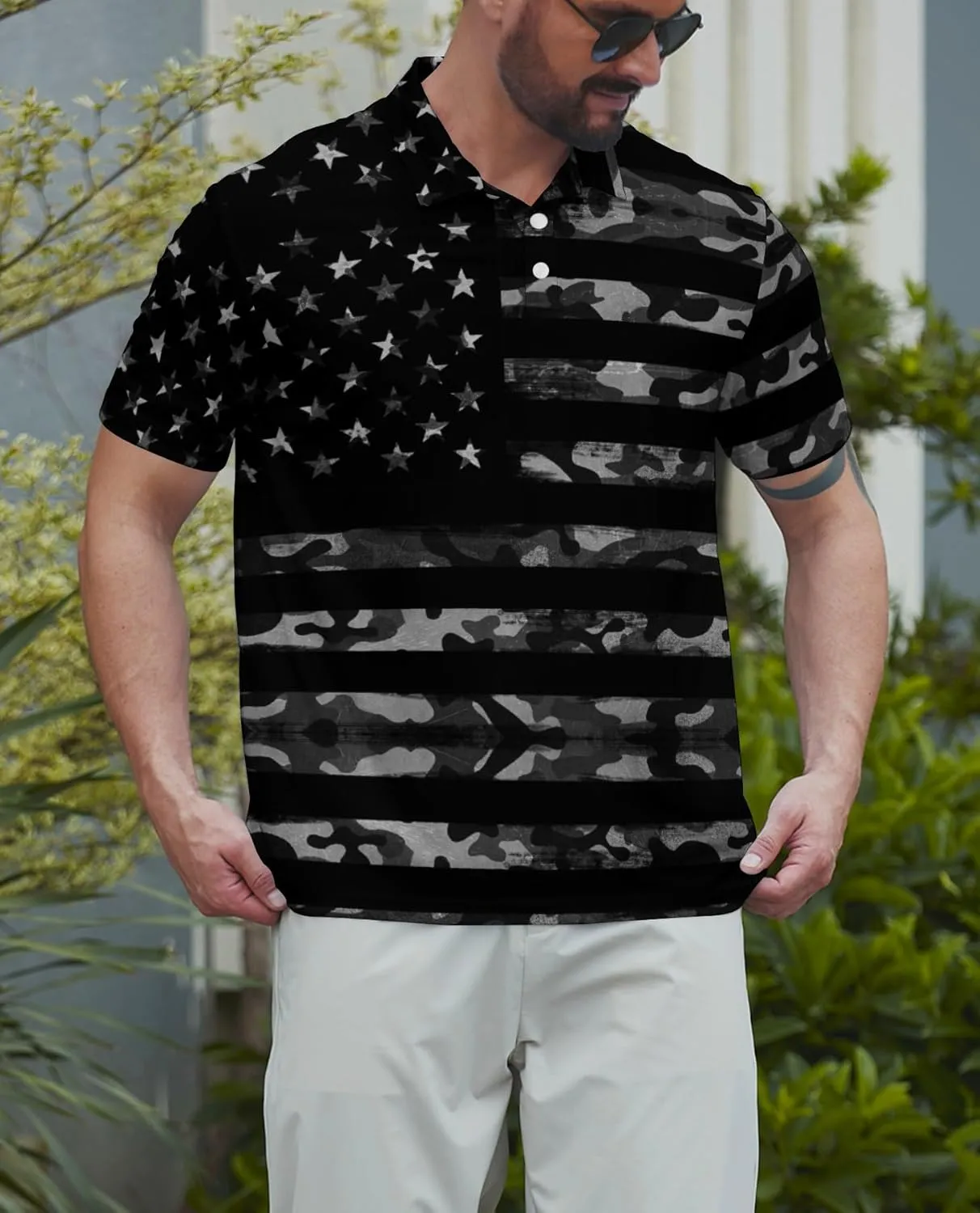 Men's Funny Golf Polo Shirts Short Sleeve Performance Golf Shirts Hawaiian Golf Polos for Summer