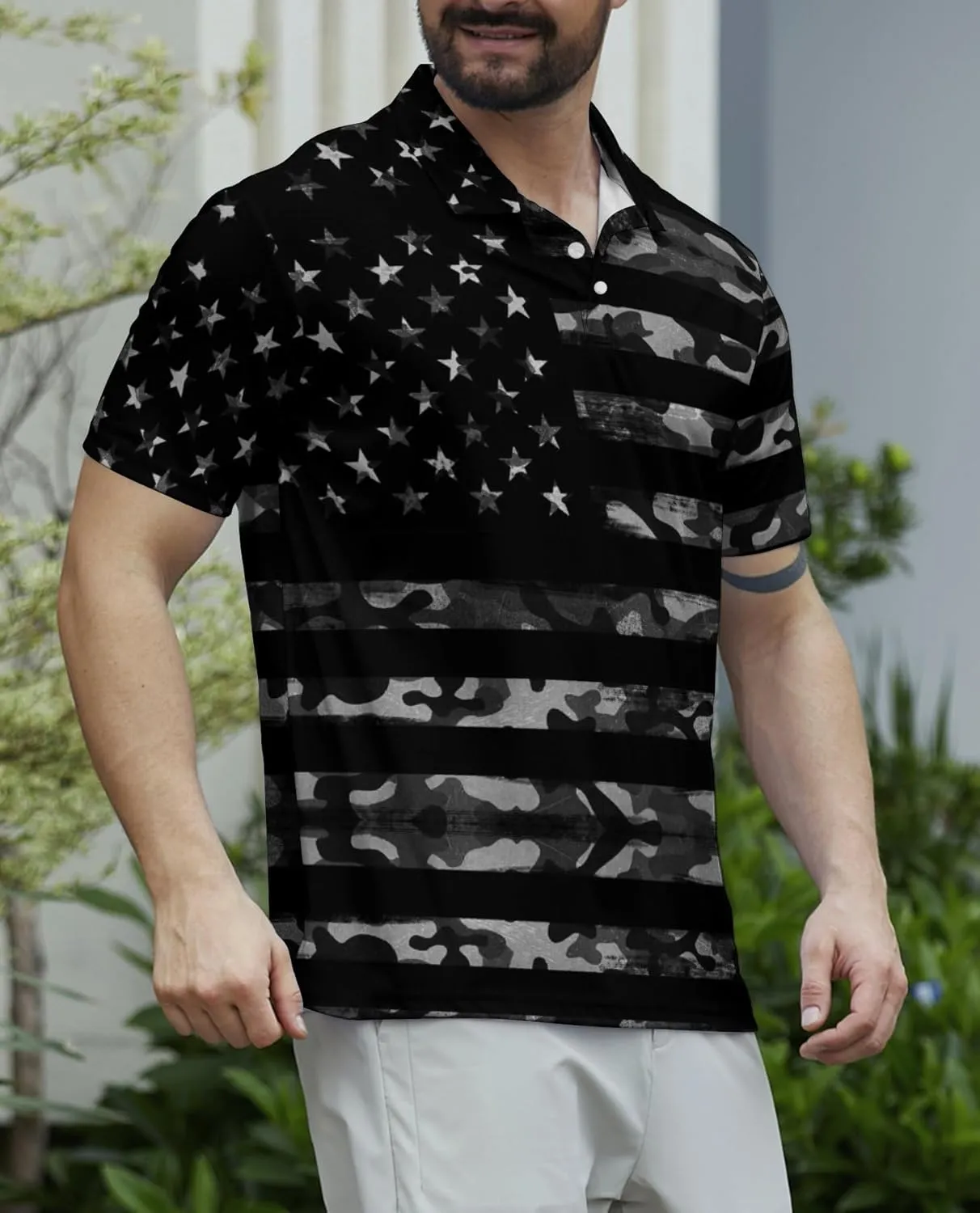 Men's Funny Golf Polo Shirts Short Sleeve Performance Golf Shirts Hawaiian Golf Polos for Summer