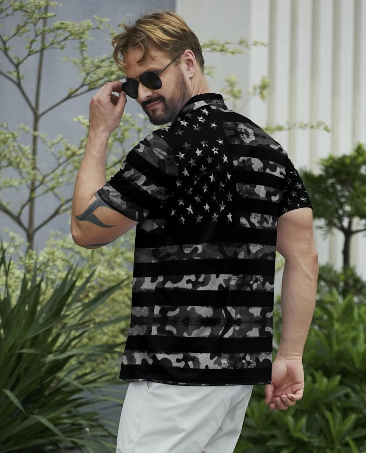 Men's Funny Golf Polo Shirts Short Sleeve Performance Golf Shirts Hawaiian Golf Polos for Summer