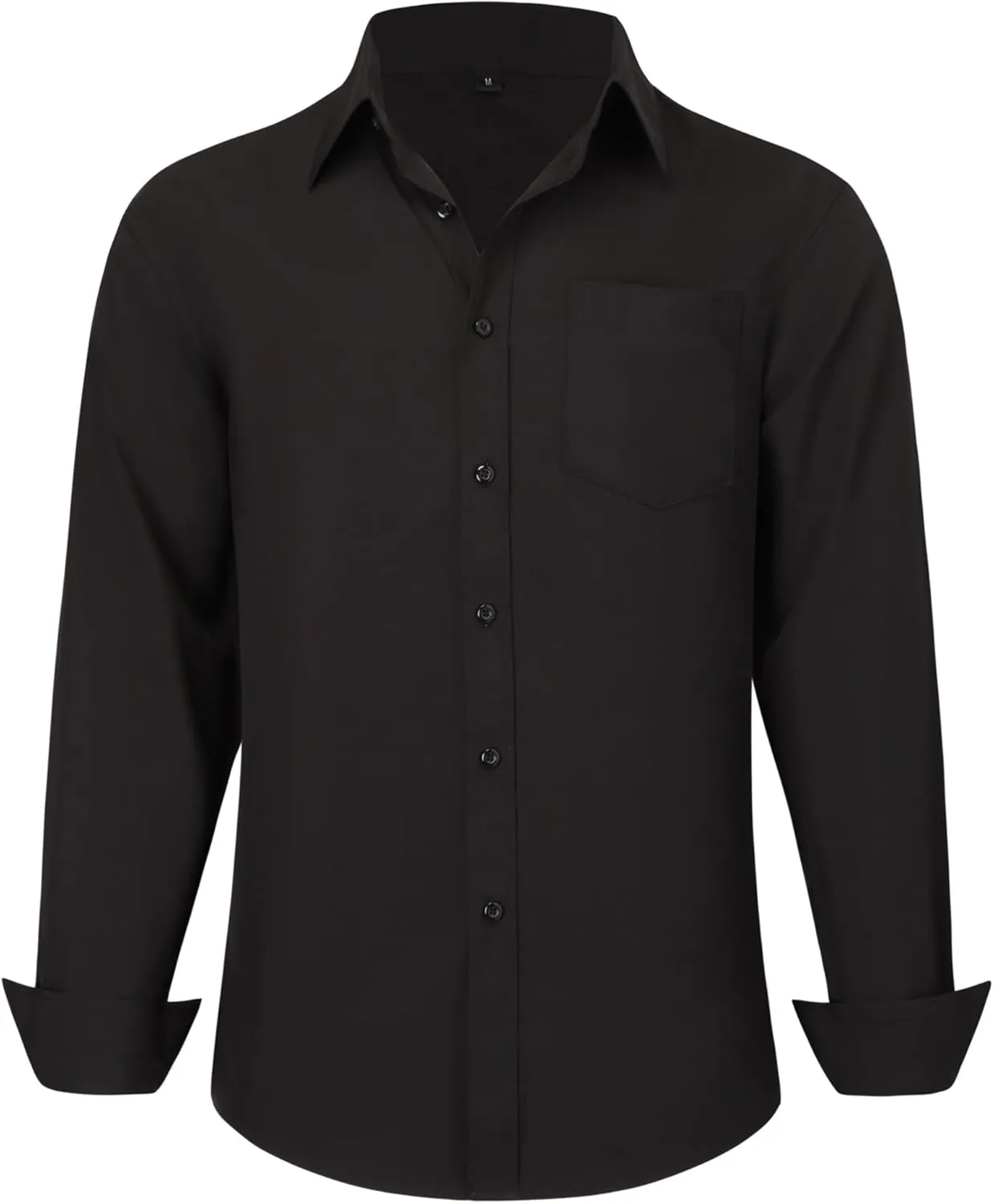 Men's Long Sleeve Dress Shirts, Regular Fit Stretch Wrinkle-Free Business Casual Button-Down Shirts with Front Pocket