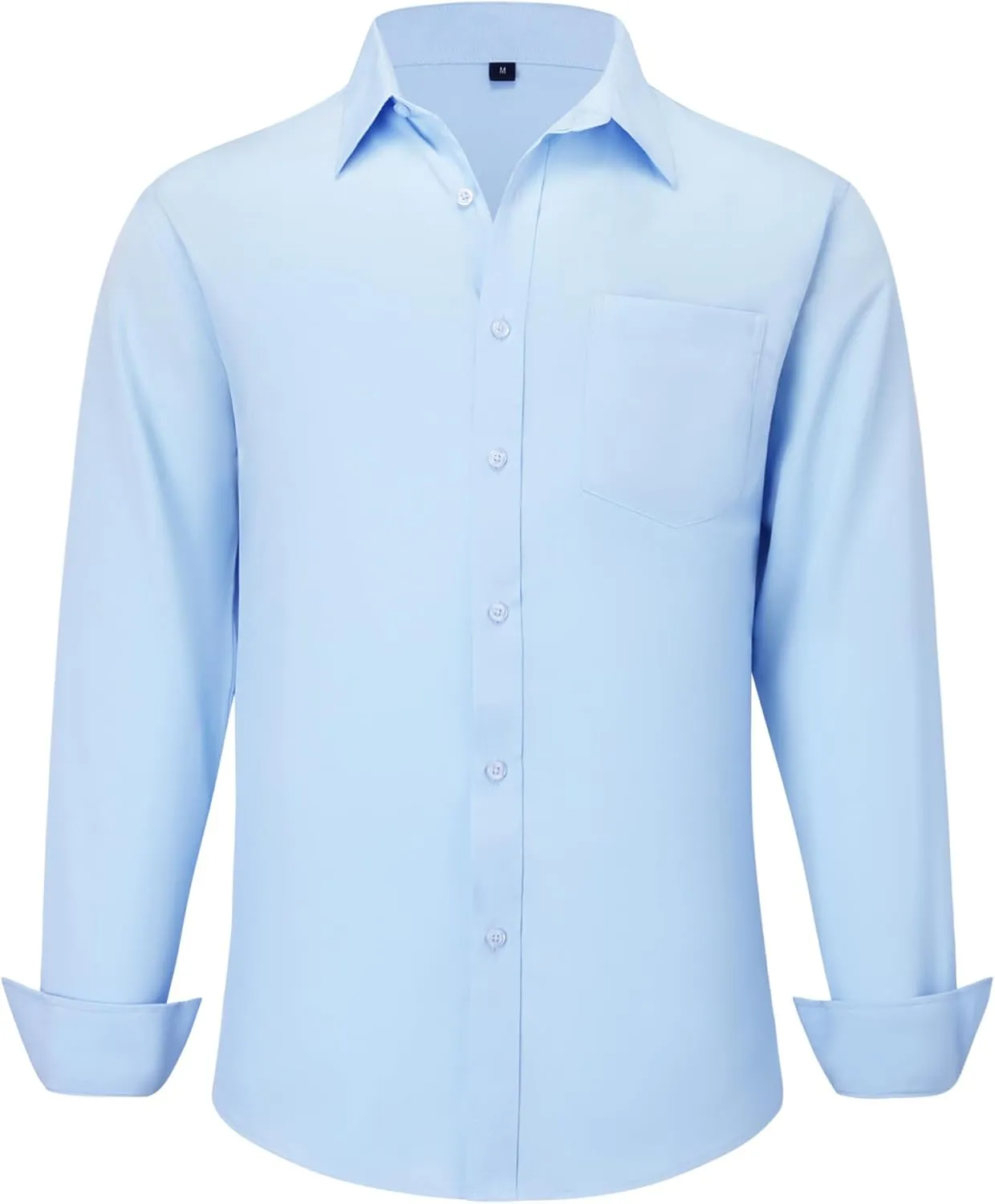 Men's Long Sleeve Dress Shirts, Regular Fit Stretch Wrinkle-Free Business Casual Button-Down Shirts with Front Pocket