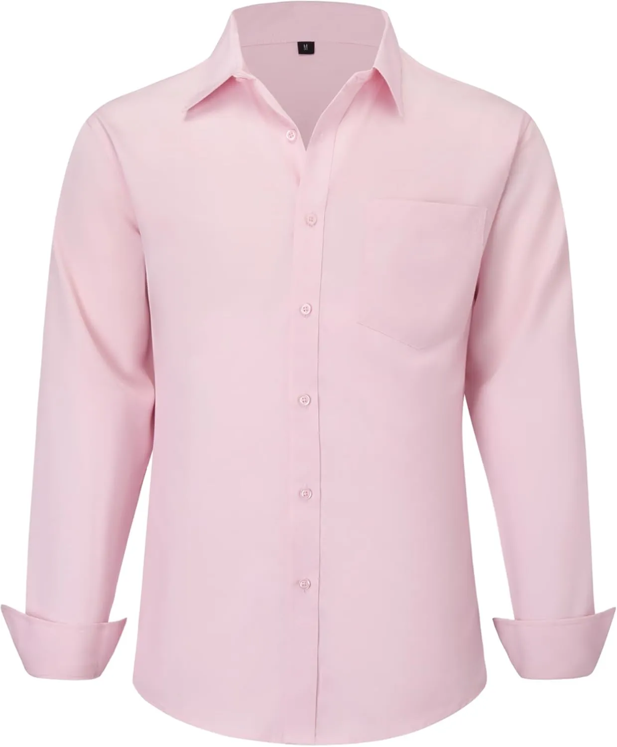 Men's Long Sleeve Dress Shirts, Regular Fit Stretch Wrinkle-Free Business Casual Button-Down Shirts with Front Pocket