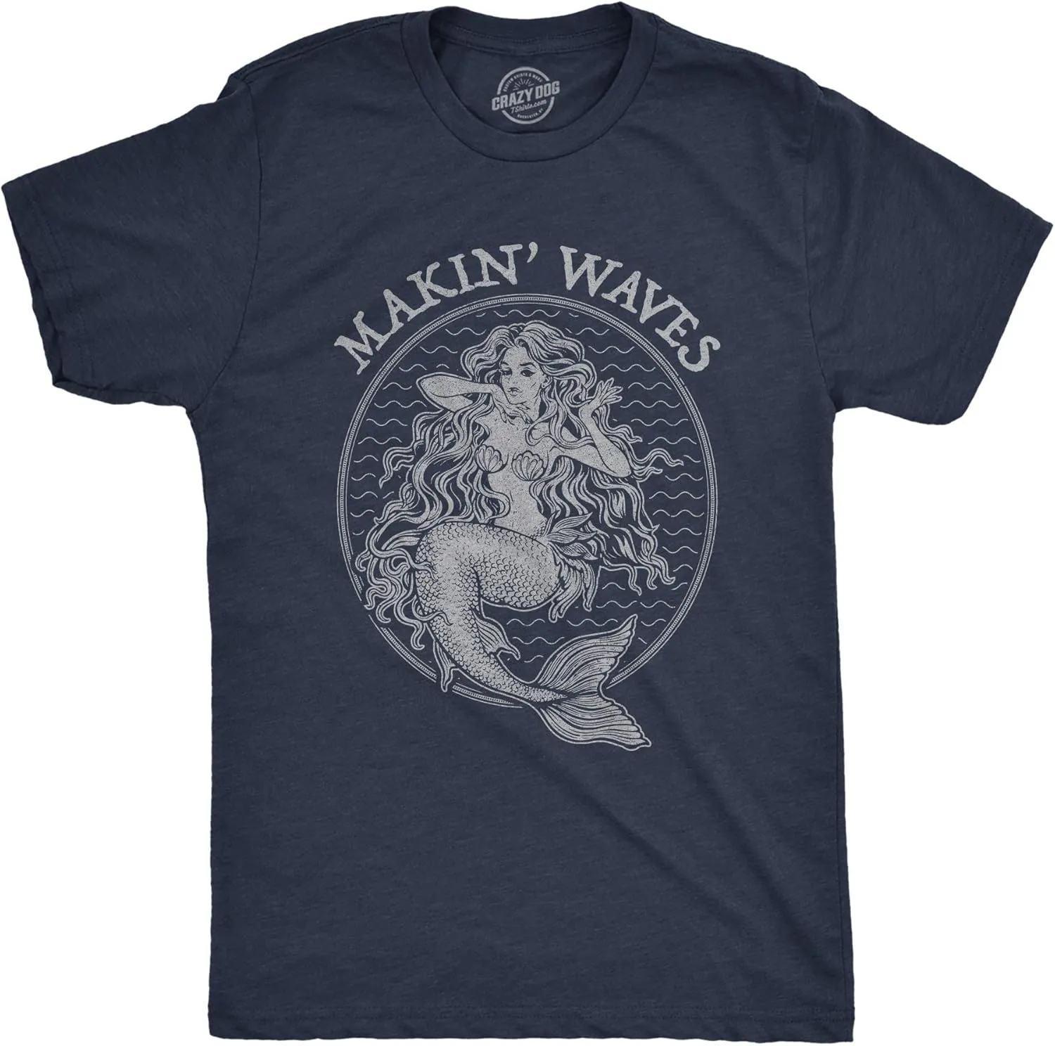 Mens Makin Waves T Shirt Funny Ocean Vacation Mermaid Graphic Novelty Tee