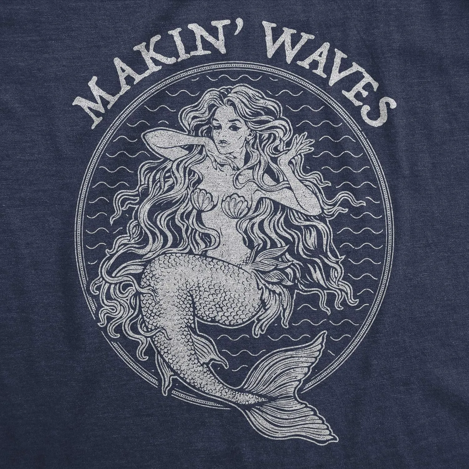 Mens Makin Waves T Shirt Funny Ocean Vacation Mermaid Graphic Novelty Tee