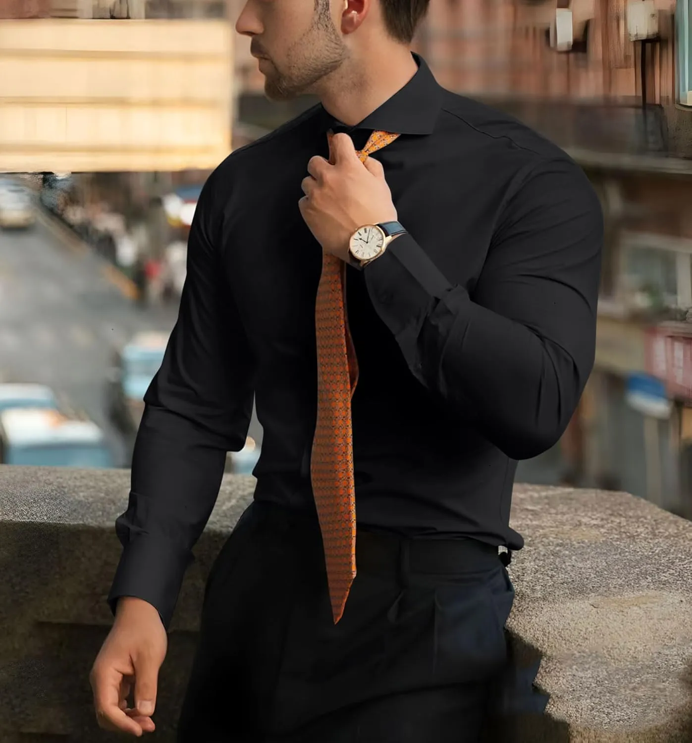 Men’s Slim Fit Dress Shirts Athletic Fitted Long Sleeve Stretch Casual Button Down Shirt