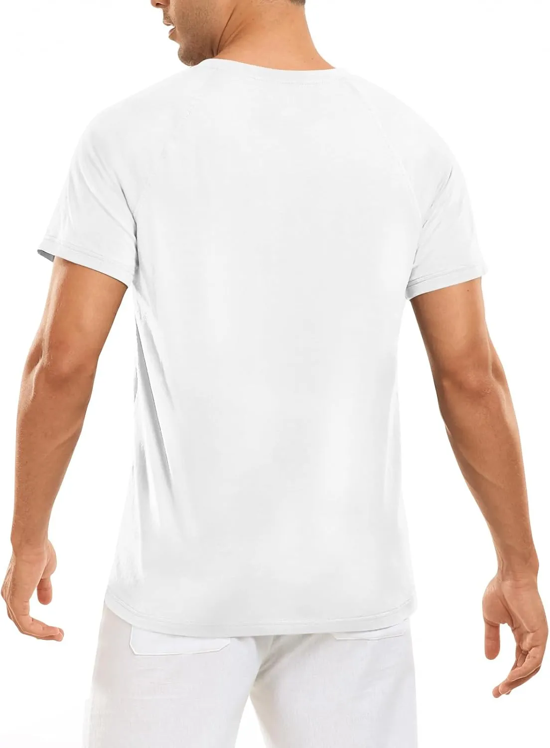Men's Summer Polo Shirts Short Sleeve Cotton Casual Henley T-Shirts Button Raglan Sleeve Tees