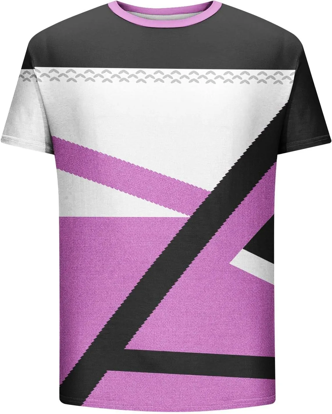 Mens T-Shirt Casual Geometric Patterns Short Sleeve T Shirts Trendy Pullover Crewneck Plus Size Blouse Loose Fit Tee Tops
