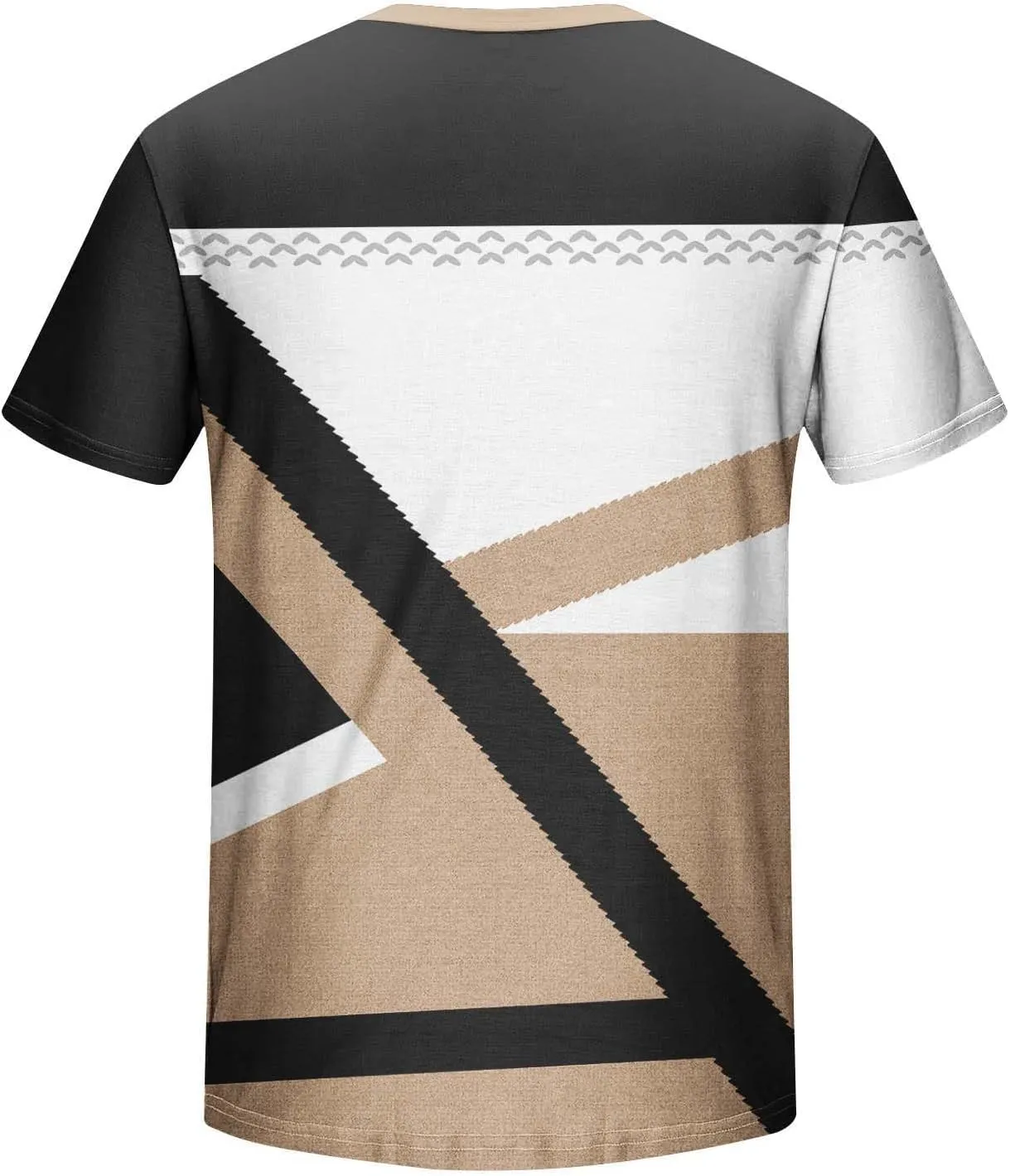 Mens T-Shirt Casual Geometric Patterns Short Sleeve T Shirts Trendy Pullover Crewneck Plus Size Blouse Loose Fit Tee Tops