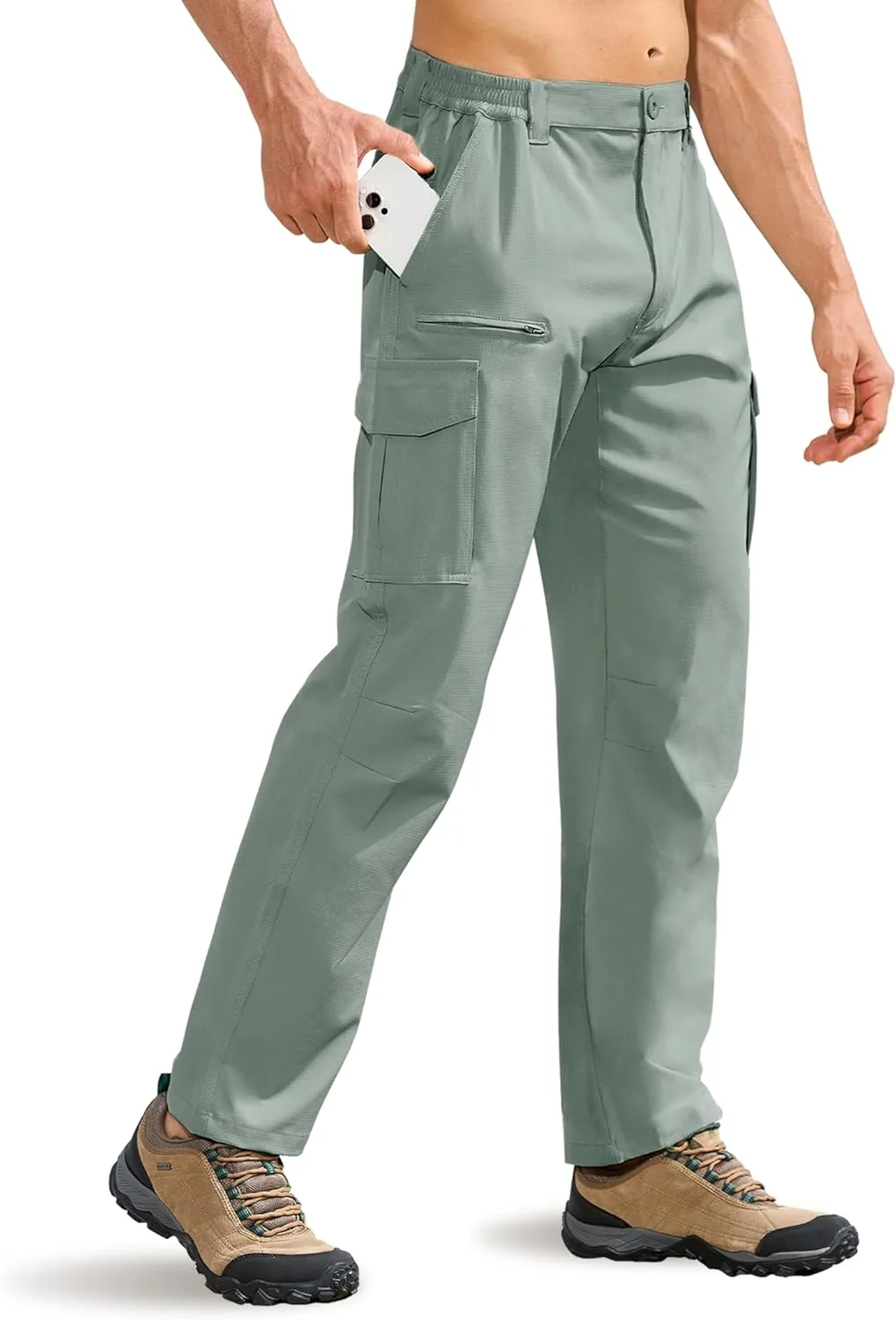 MOURCE Hiking Pants Men Lightweight - Water Resistant Quick Dry Outdoor Cargo Pants for Men with 8 Pockets