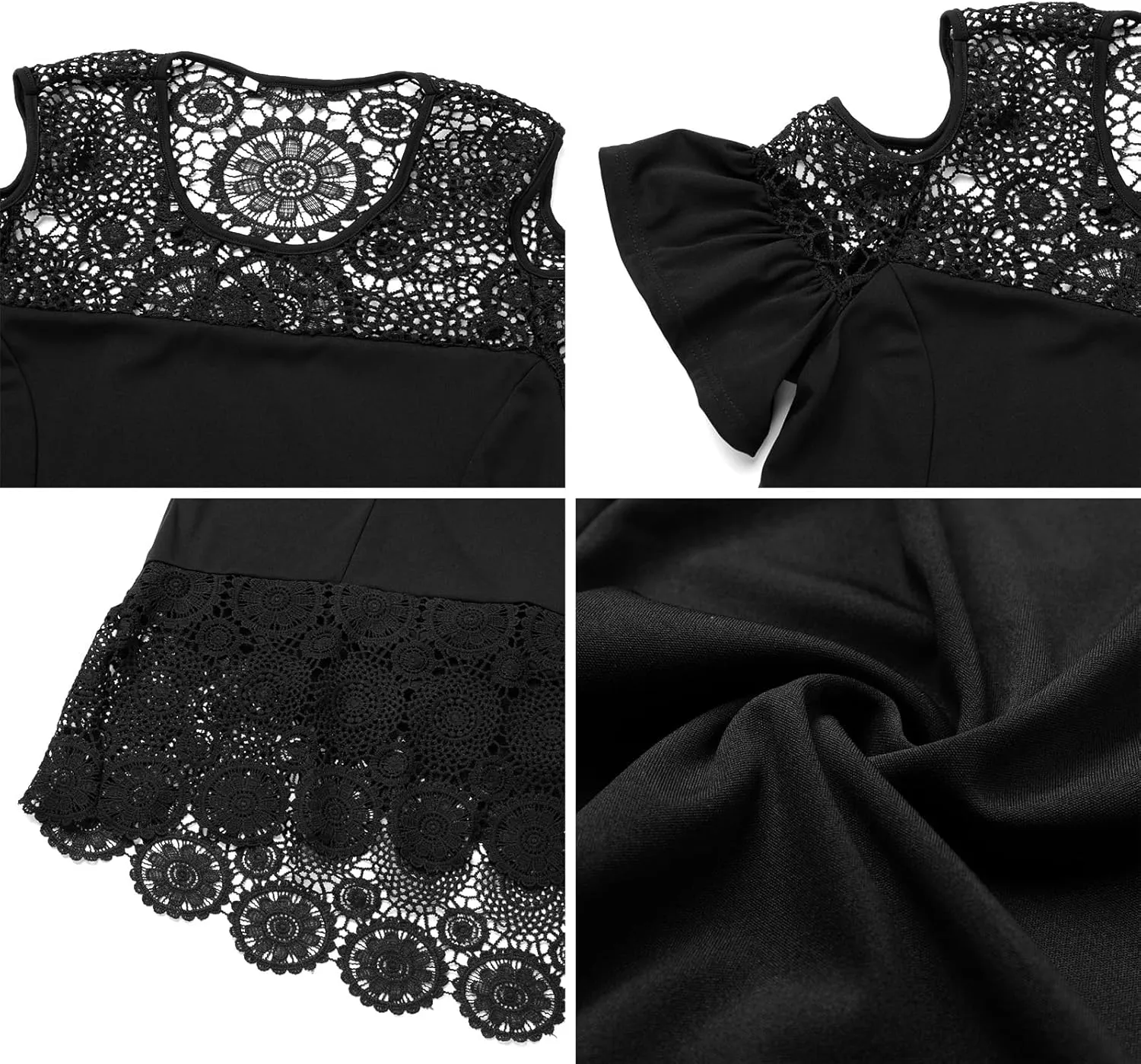 ODIZLI Women's Plus Size Short Sleeve Off-Shoulder Floral Lace Irregular Hemline Ruffle Midi Dress Party Dress