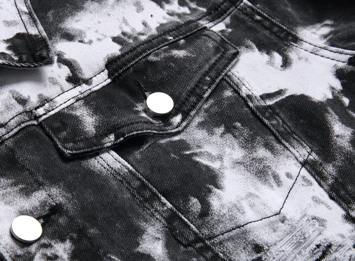 RANMCC Jean Jacket for Men Slim Fit Ripped Denim Jacket Coat
