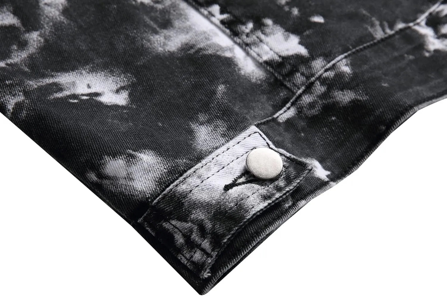 RANMCC Jean Jacket for Men Slim Fit Ripped Denim Jacket Coat