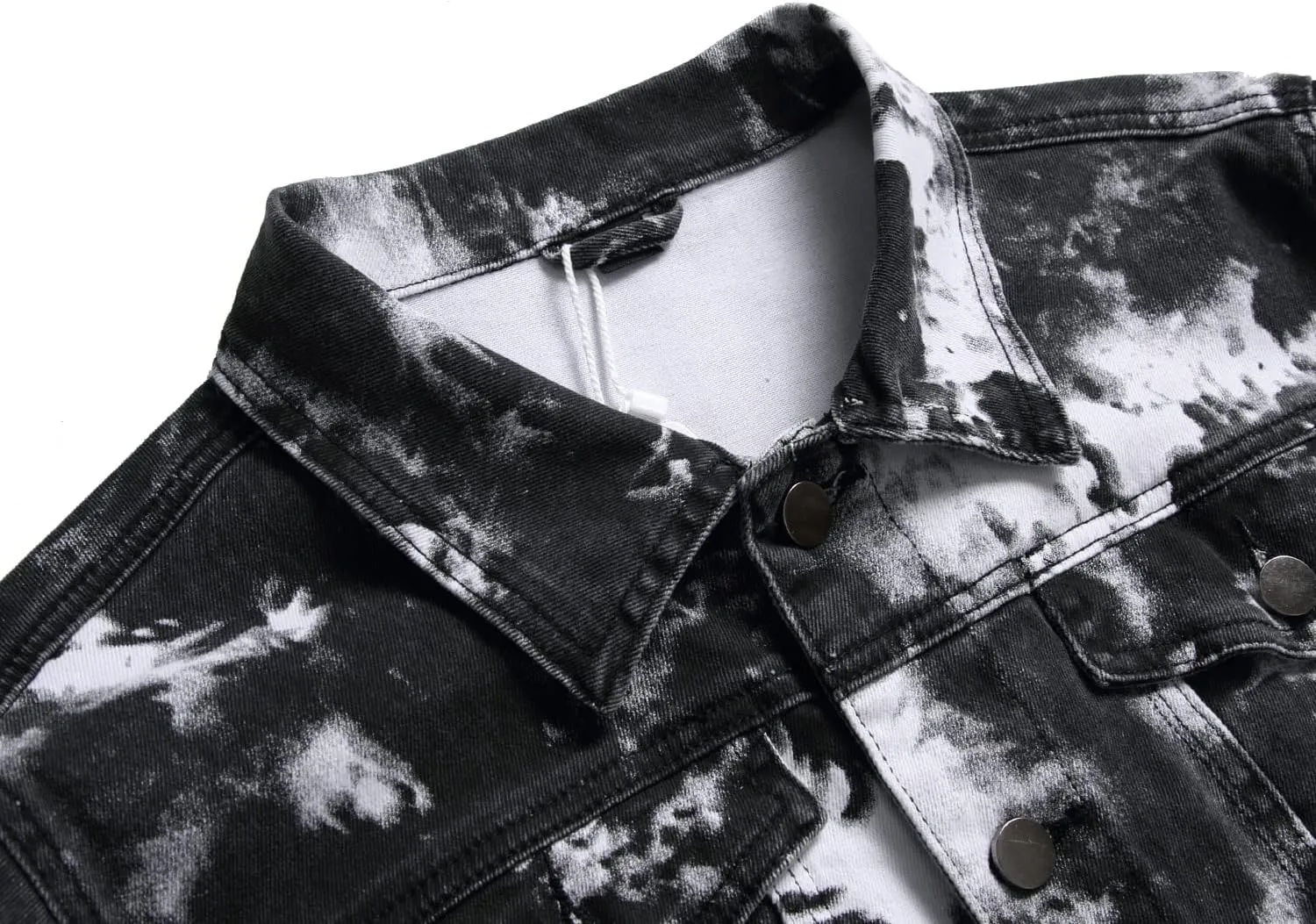 RANMCC Jean Jacket for Men Slim Fit Ripped Denim Jacket Coat