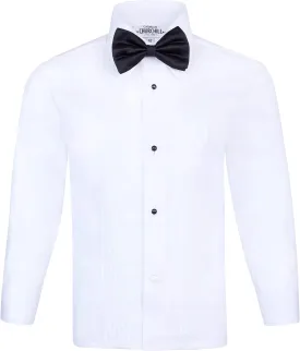 S.H. Churchill & Co. Boy's White Tuxedo Shirt with Bow Tie and Studs