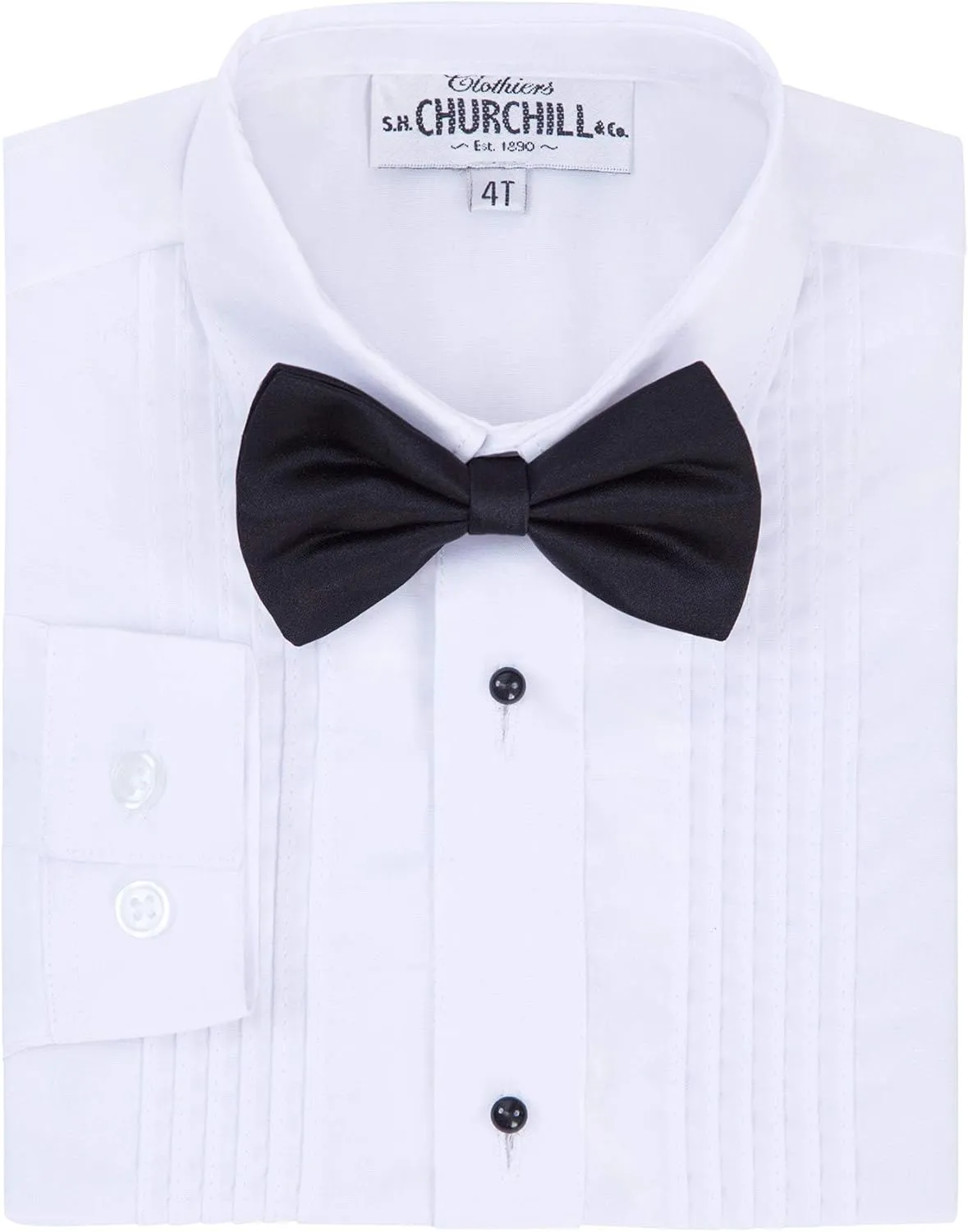 S.H. Churchill & Co. Boy's White Tuxedo Shirt with Bow Tie and Studs