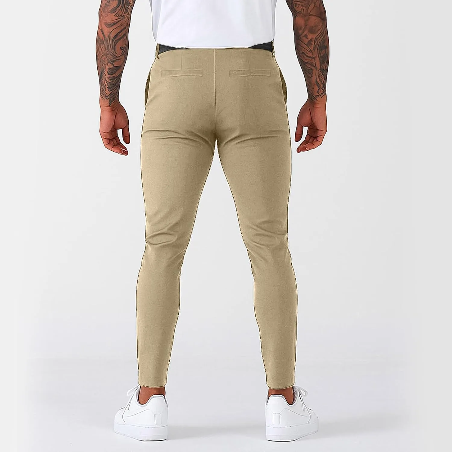 Slim Fit Dress Pants for Men Stretch Tapered Chino Pants with Pockets Skinny Business Casual Wrinkle Free Slacks