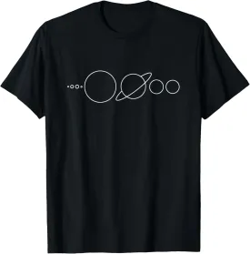 Solar system planets minimalist white outline graphic T-Shirt