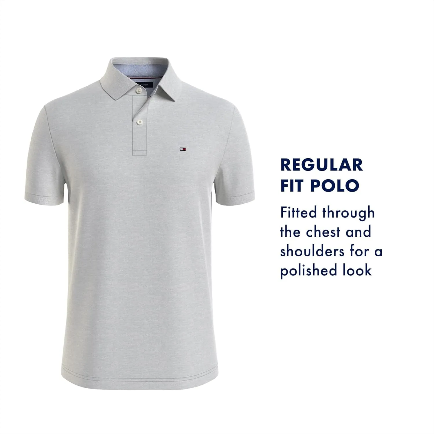 Tommy Hilfiger Men's Short Sleeve Cotton Pique Flag Graphic Polo Shirt in Custom Fit