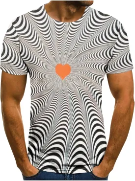 Unisex Fashion 3D Print T-Shirts Funny 3D Abstract Art Trippy Graphics Crewneck Short Sleeve Tops for Mens Womens