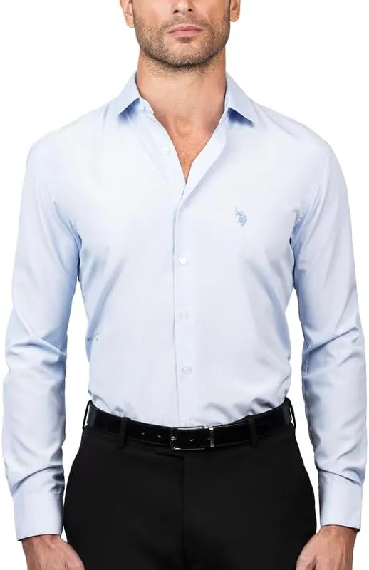 U.S. Polo Assn. Slim Fit Long Sleeve Button Down Dress Shirts for Men Wrinkle Free Long Sleeve Shirt Mens Formal Stretch