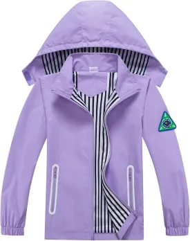Waterproof Hooded Jacket for Boys Girls,Kids Raincoats Outdoor Windbreaker Dinosaur Rain Jacket