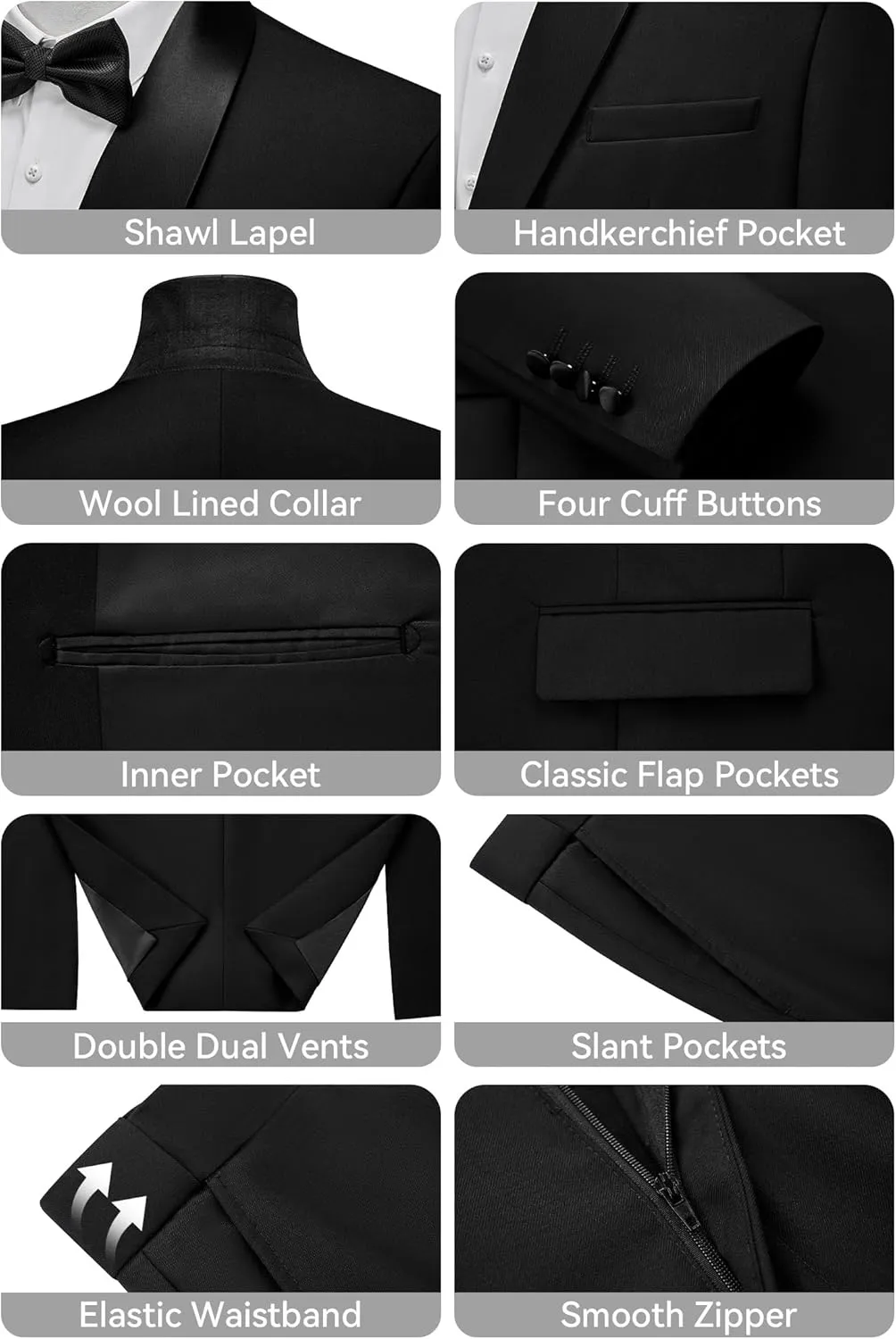 WEEN CHARM Men's Suits Slim Fit 2 Piece One Button Blazer Jacket Wedding Prom Tuxedo Pants Set