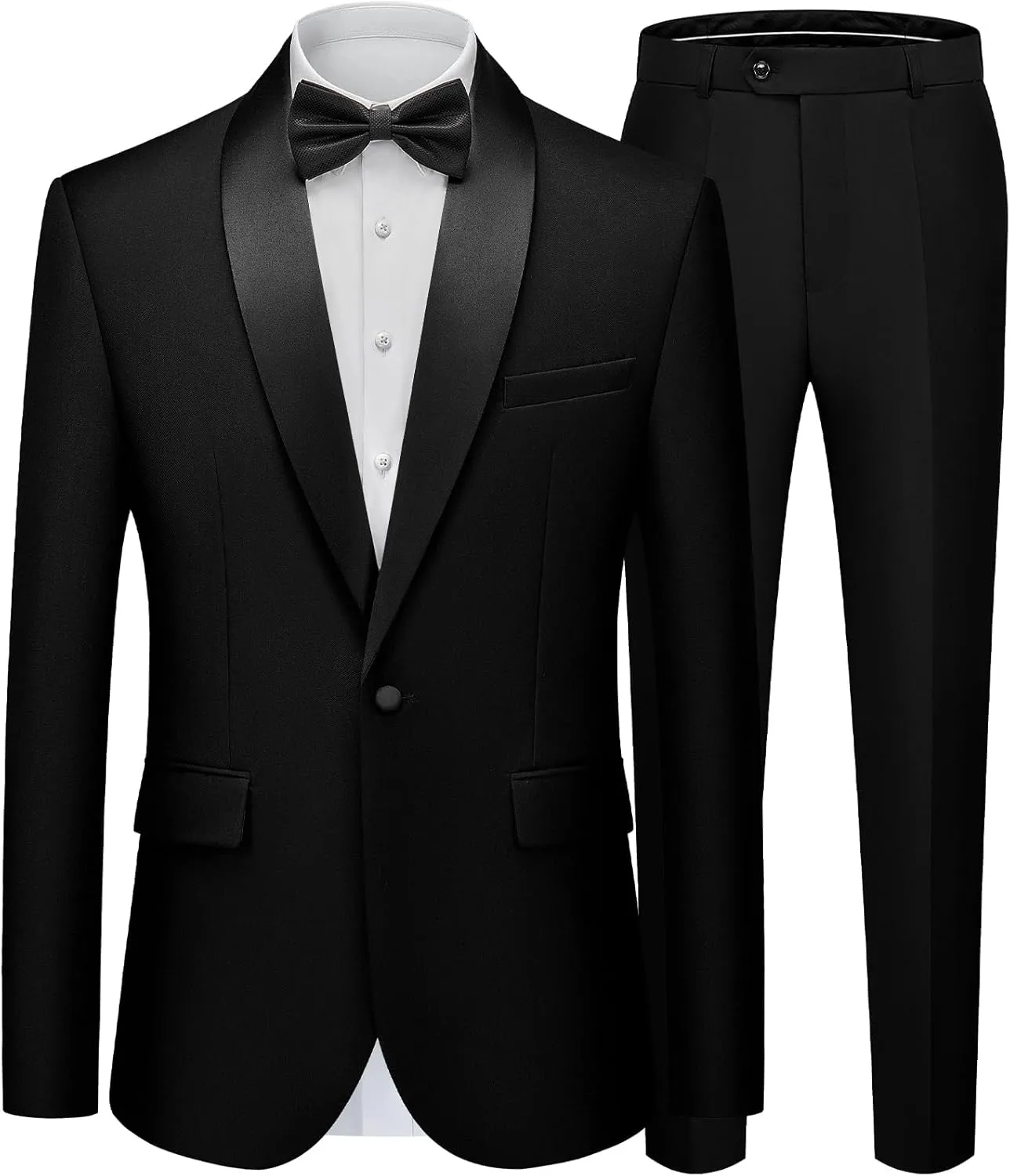 WEEN CHARM Men's Suits Slim Fit 2 Piece One Button Blazer Jacket Wedding Prom Tuxedo Pants Set