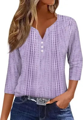Women's Casual V-Neck 3/4 Sleeve Button Down Floral Print Blouse Top for Spring and Summer Fashion Outfit