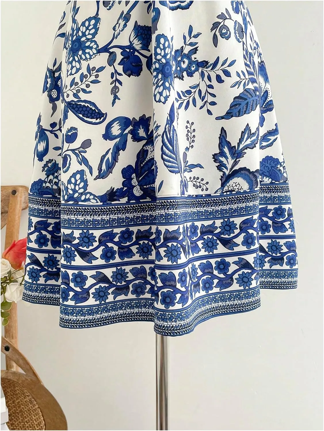 Women's Floral Halter Flowy A Line Dress Cut Out Smocked High Waisted Short Vacation Dress Sundresses