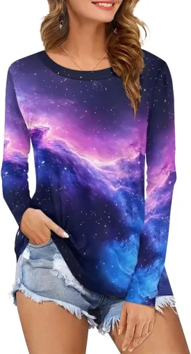 Women's Long Sleeve T-Shirt Workout Quick Dry Loose Tops Plus Size Outdoor Casual Sweatshirt