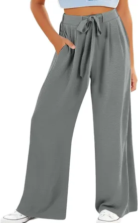 Youth Girls Palazzo Cotton Linen Long Pants Baggy Wide Leg High Waist Drawstring Long Trousers 2025 Summer Bottoms