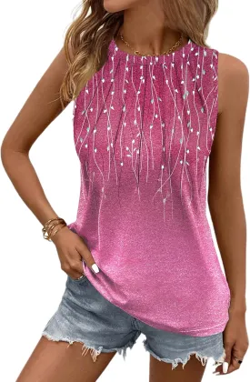 Zeagoo Summer Tank Top for Women 2025 Pleated High Neck Tops Loose Fit Flowy Dressy Tunic Sleeveless Shirts