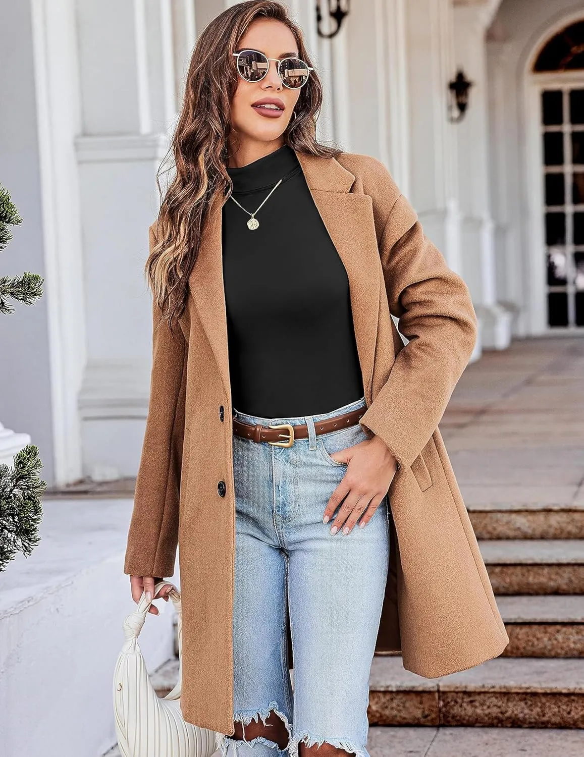 Zeagoo Womens Long Sleeve Shirts Mock Neck Turtleneck Slim Fitted Basic Crop Tops 2024 Fashion Casual T-Shirts